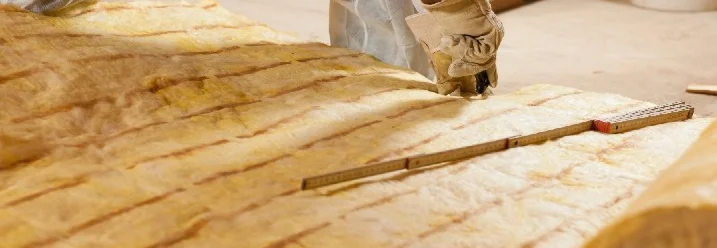 Person schneidet Dämmmaterial mit Cuttermesser